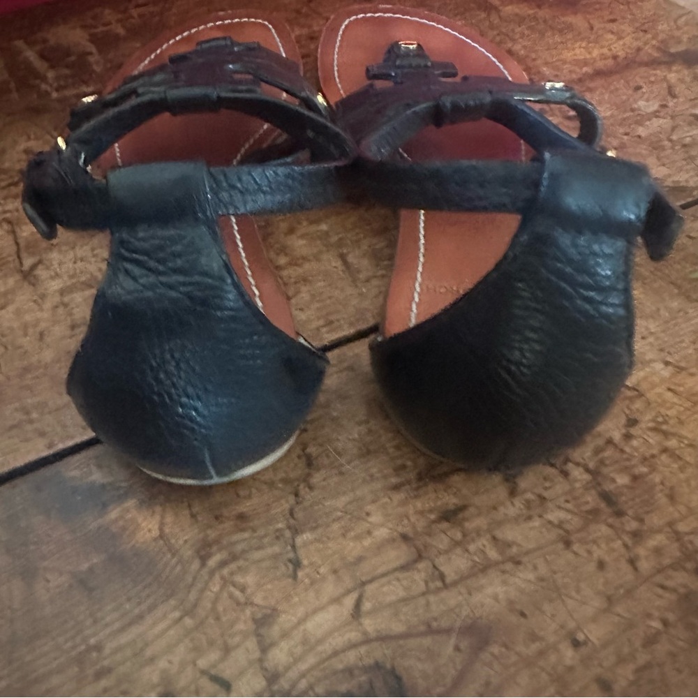 Tory Burch Phoebe Logo Thong Sandal Black 7.5 - Picture 5 of 10